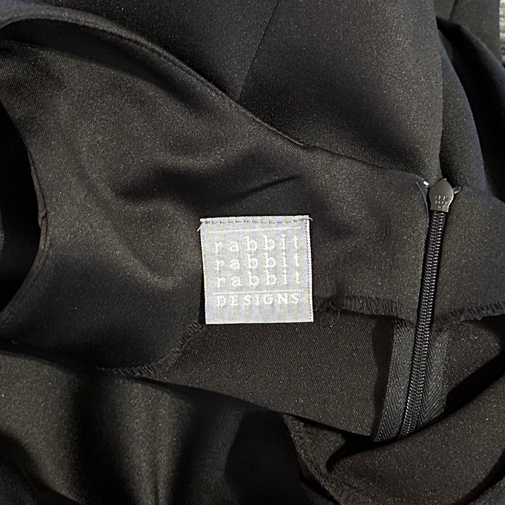 Rabbit Rabbit Rabbit Designs Petite 8P Black Dress Embroidered Sheath Formal - Picture 7 of 8